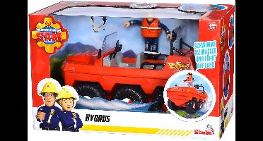 Simba Brandweerman Sam Hydrus speelgoedvoertuig met figuur - amfibie auto.