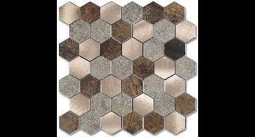Zelfklevend Mozaiek Hexagon Koper V-Groef