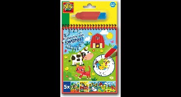 SES Creative - Kleuren met water kleurboek Boerderij- Met herbruikbare waterstift - Kleuren zonder knoeien - Herbruikbare kleurplaten