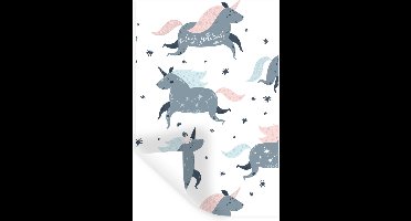 Muurstickers - Sticker Folie - Unicorn - Sterren - Quotes - Roze - Meisjes - Baby - 20x30 cm - Plakfolie - Muurstickers Kinderkamer - Zelfklevend Behang - Zelfklevend behangpapier - Stickerfolie