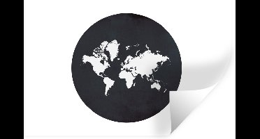 Muurstickers - Sticker Folie - Wereldkaart - Zwart Wit - Cirkel - 30x20 cm - Plakfolie - Muurstickers Kinderkamer - Zelfklevend Behang - Zelfklevend behangpapier - Stickerfolie