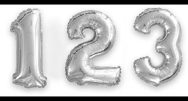 PARTYDECO - Zilverkleurige aluminium cijfer ballon