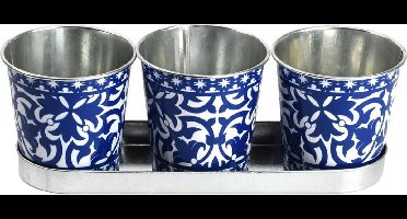 Portugese metalen bloempotjes op zinkentray