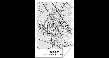 Poster Stadskaart - Best - Grijs - Wit - 20x30 cm - Plattegrond