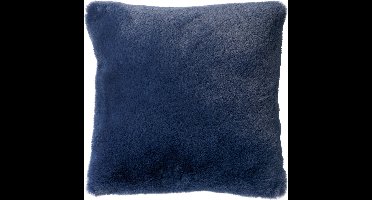 Dutch Decor ZAYA - Sierkussen 45x45 cm - bontlook - effen kleur - Insignia Blue - donkerblauw - Inclusief binnenkussen - Luxe kussens voor woonkamer & bank