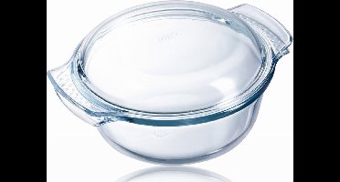Pyrex ronde glazen ovenschaal met deksel - 3 liter - 27 x 23 x 11 cm - Ovenschotel schalen - Bakvorm