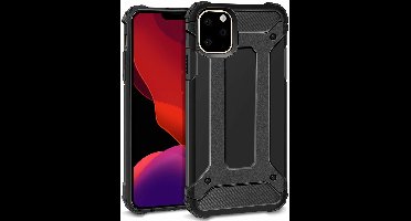 Hoesje Geschikt voor iPhone 11 Pro Max Armor Hoesje - Zwart