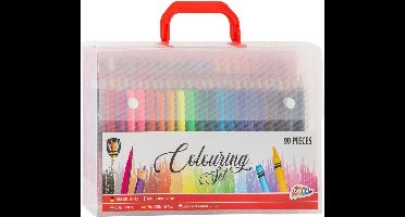 Grafix tekendoos 90 stuks | Bevat aquarel- penseel - waskrijtjes - viltstiften - gummen - puntenslijpers - linialen & meer | Veel kleuren | Geschikt voor kleine en grote artiesten | Gemakkelijk te vervoeren