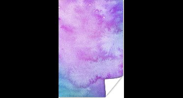 Poster Waterverf - Paars - Blauw - 20x30 cm