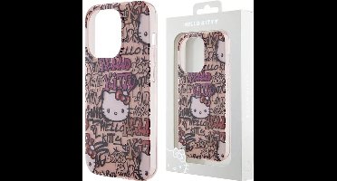 Hello - Kitty - IML Tags Graffiti hoesje voor iPhone - 15 - Pro - Max - roze