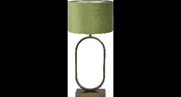 Light & Living Tafellamp Jamiri/Velours - Ant, Brons/Donkergroen - Ø30x67cm - Tafellamp met kap