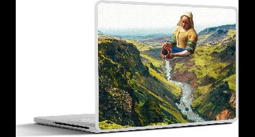 Laptop sticker - 14 inch - Melkmeisje - Vermeer - Natuur - 32x5x23x5cm - Laptopstickers - Laptop skin - Cover