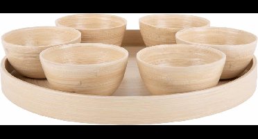 Present Time Schaal Tray Puro Rond - Naturel - 32x32x6cm - Bamboe - Scandinavisch - Woonkamer - Moederdag - Moederdag cadeautje - Moederdag cadeau voor mama