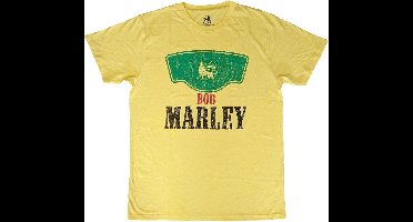 Bob Marley - Vintage Green Label Heren T-shirt - S - Geel
