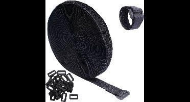 Quadrios 23CA190 Klittenband Om te bundelen Haak- en lusdeel (l x b) 10 m x 20 mm Zwart 10 m