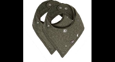 Jollein - Slab Bandana (Stargaze - Leaf Green) - Katoen - Slabbetjes Baby - 2 Stuks - 22 cm