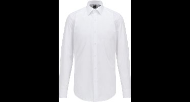 BOSS Hank slim fit overhemd - popeline - wit - Strijkvriendelijk - Boordmaat: 45