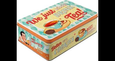 Nostalgic Art Bewaarblik/koektrommel - Tea & Cookies Together - Metaal - 23 x 16 x 7 cm - 2,5 liter
