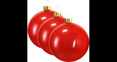Mega grote kerstballen - 3x - opblaasbaar - D45 cm - rood - decoratie - kerstversiering