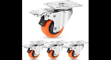 Luvetrex ® Zware Meubelwielen met Remmen, 360 Graden Wendbaar, 270 kg Draagvermogen, Stil Polyurethaan