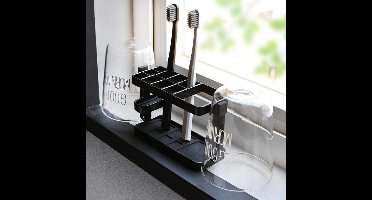 *** Luxe Tandenborstel Houder - Tandenborstel doosje - Tandenborstel koker - Zwart - RVS - Staand of Wand(exl tape) - van Heble® ***