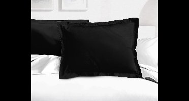 Boraboi ® Elegante Zwarte Katoenen Kussenslopen voor Luxe Slaapcomfort - Set van 2, 50 x 70 cm