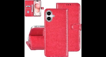 TUNIQ telefoonhoesje voor Apple iPhone 16 Plus - Boekmodel met pasjeshouder - Magneetsluiting - Roze