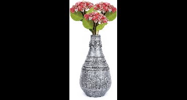 Chaks Kunstbloem Hortensia tak - 3x - roze - 35 cm - losse steel - Kunst zijdebloemen