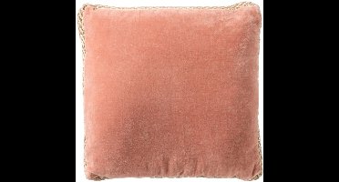 Dutch Decor MANOE - sierkussen 45x45 cm - effen kleur - jute rand - Muted Clay - roze - Inclusief binnenkussen - Luxe kussens voor woonkamer & bank