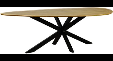 Eettafel Kiezel mangohout met facetrand 240x130 cm - organische vorm - naturel