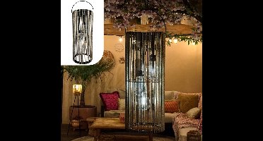 Gadgy Solar Tuinverlichting op Zonne-energie – Rotan Lantaarn voor Buiten – Hanglamp of Tafellamp – Spatwaterdicht – Sfeerverlichting voor Tuin, Balkon of Terras - Donker Bruin – Ø17 x 41 cm – Dag/Nacht Sensor