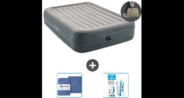 Intex Luchtbed - 2-Persoons - 152 x 203 x 46 cm - Grijs - Inclusief pomp - Hoeslaken en Reparatieset