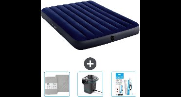Intex Luchtbed - Twijfelaar - 137 x 191 x 25 cm - Blauw - Inclusief Hoeslaken - Pomp en Reparatieset