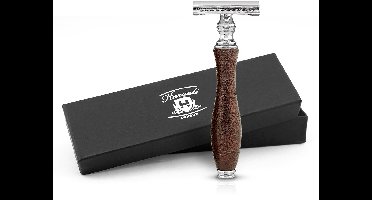 Haryali London Double Edge Safety Razor voor mannen en vrouwen - Metallic Double Edge Razor - Reliëfontwerp - Herbruikbaar scheermes - Kastanjebruin - Past op alle DE-mesjes
