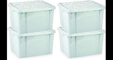 Plasticforte Multi Storage Opslagbox met deksel - 4x - mintgroen - 25 liter - 42 x 25 x 30 cm - kunststof - opbergdoos - opbergen