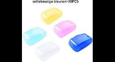 30 Creatieve draagbare tandenborstelkophoezen, reis- en wasborsteldoos, tandenborstelkopbeschermers, reis- en zakelijke benodigdheden (willekeurige kleuren)