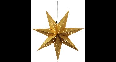 Star Trading Gouden papieren ster 'Dot 54' met gatenpatroon, E14-fitting en stroomkabel, Ø 54 cm