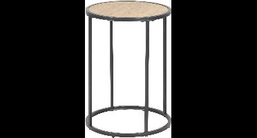 Meubelen-Online Honkytonk Bijzettafel rond hoog wild eiken - 40x40x55cm - Industrieel