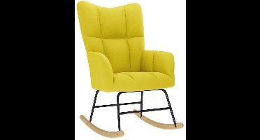 vidaXL - Schommelstoel - stof - lichtgeel