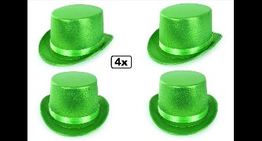 4x Hoge hoed metallic groen