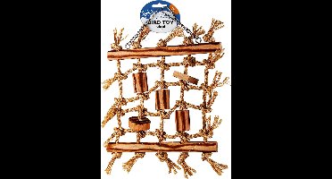 Duvoplus - Speelgoed Voor Dieren - Vogel - Klimnet In Sisal En Houten Bbq Blokken 36x26x4cm Beige - 1st - 24260