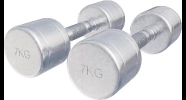 Gorilla Sports Dumbellset 14 kg - 2x7 kg - Halterset - Vaste dumbbells - Chroom