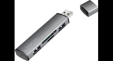 LogiLink UA0394 USB 3.2 Gen 2-hub Met aluminium behuizing, Met ingebouwde SD-kaartlezer, Met status-LED's Spacegrijs