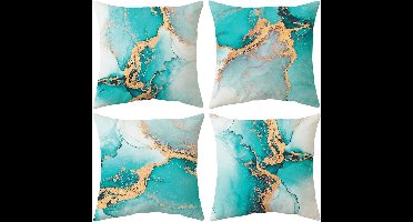 JGS ® Set van 4 Luxe Fluwelen Kussenhoezen van 45 x 45 cm voor Binnen- en Buitendecoratie