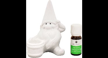 Emendo - sauna kabouter - uitgevoerd in wit met emmertje en flesje 10 ml Eukalyptus