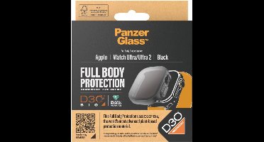 PanzerGlass Screenprotector geschikt voor Apple Watch Ultra - 49 mm Glazen | PanzerGlass Full Body Protector - Case Friendly - Zwart