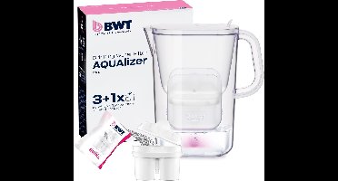 BWT Waterfilterkan AQUAlizer 1 + 3 Refill Magnesium Waterfilters | Verwijdert kalk, chloor, lood & koper | 120 L per cartridge | Handmatige vervangingsindicator | BPA‑vrij | Past in koelkastdeur | Geschikt voor thee, koffie & koken