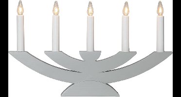 Star Trading 'Navida' kaarsenboog van dennenhout, 7-vlammig, E10-lamp, lichtgrijs, H 30 cm, B 60 cm