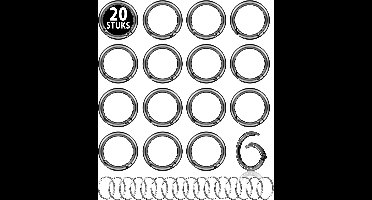 20 Stuks Ronde Karabijnhaak met 20 Sleutelringen - Musketonhaak Sleutelhangers voor Volwassenen - Mini Musketon en ringetjes - Auto Klein Carabiner Sleutel Hanger, Houder - Karabijn haak ringen - Keychain Karabijnsluiting - Klikringen - Zwart