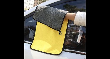 New Age Devi - Professionele Auto Droogdoek Incl Was Handschoen - Microvezel Handoek - Reinigingsdoekjes - Fluweel - Absorberend - 1100 GSM - Krasvrij - 40 x 60 cm - GeelGrijs